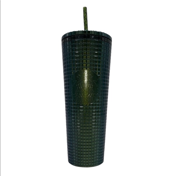 STARBUCKS Holiday 2021 Dark Green Grid Disco Tumbler NWT - Picture 2 of 5
